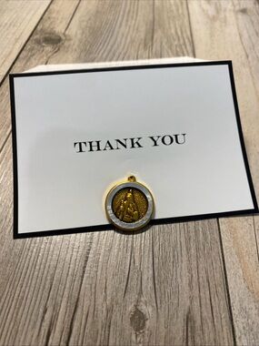 Vintage St. Jude Shrine PRAY FOR US Religious Inlay Medal Pendant